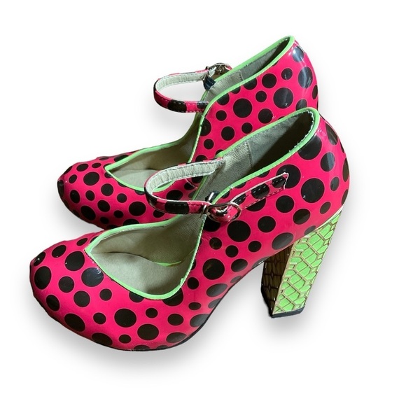 MRJ Shoes - Polka Dot Platform Shoes - Pink and Green